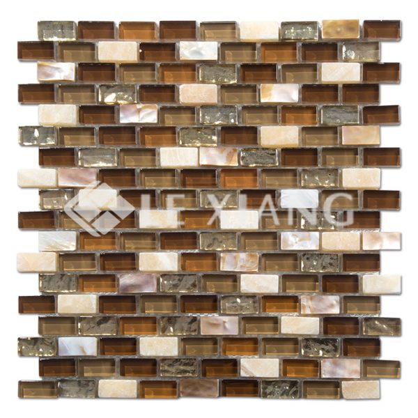 Strip Blends Stone And Glass Mosaics Tile For Bathroom Wall-1