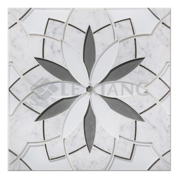 Water Jet Cut Marble Mosaic Stone Tile Daisy For Bathroom Wall Tile-4