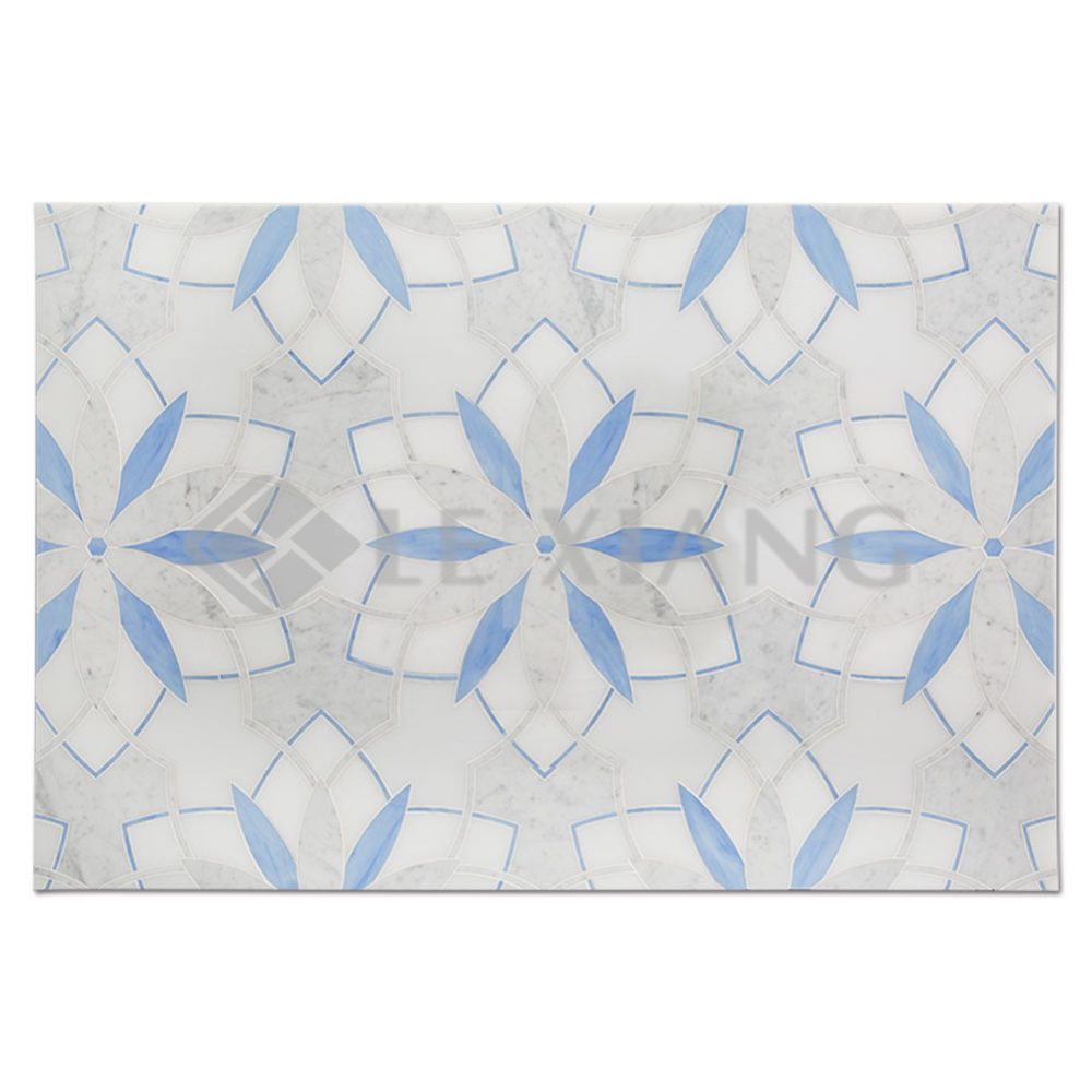 Water Jet Cut Marble Mosaic Stone Tile Daisy For Bathroom ...