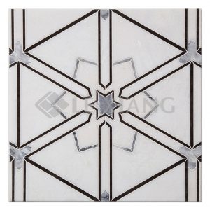 Water Jet Cut Stone Mosaic Backsplash Tile Koch Snowflake For Kitchen Backsplash-4