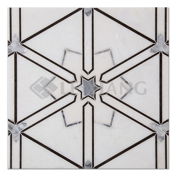 Water Jet Cut Stone Mosaic Backsplash Tile Koch Snowflake For Kitchen Backsplash-4