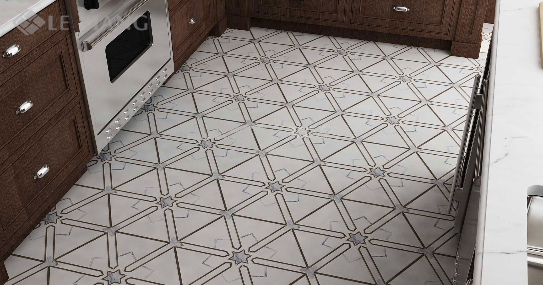 Water-Jet-Cut-Stone-Mosaic-Backsplash-Tile-Koch-Snowflake-For-Kitchen-Backsplash-6