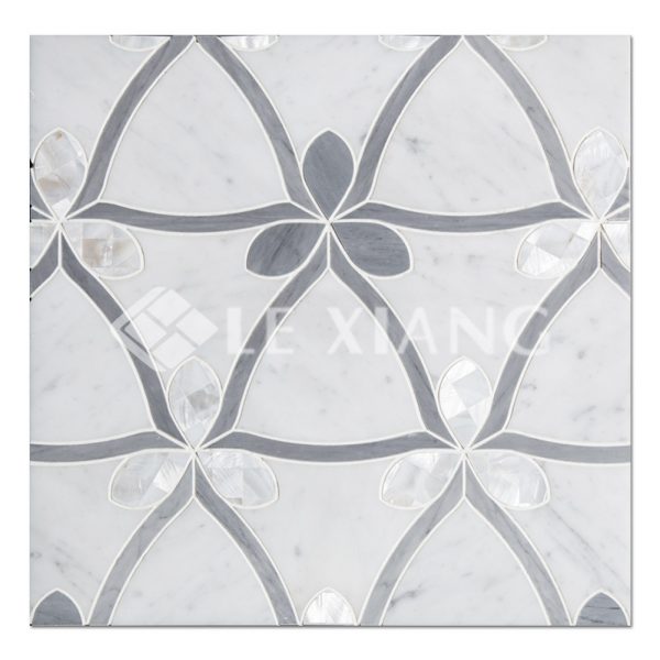 Water Jet Cut Stone Mosaic Tile Clover For Kitchen Backsplash Wall Tile-1