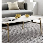 White Marble Coffee Table With Brass Base-3