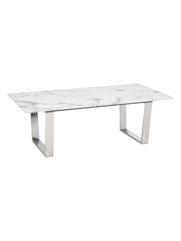 White Marble Coffee Table With Silver Legs 4