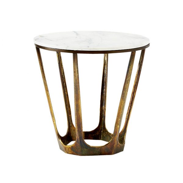 White Retro Marble Side Table-2