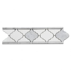 White Thassos Arabesque Marble Border Mosaic Tile For Bothroom Wall-1