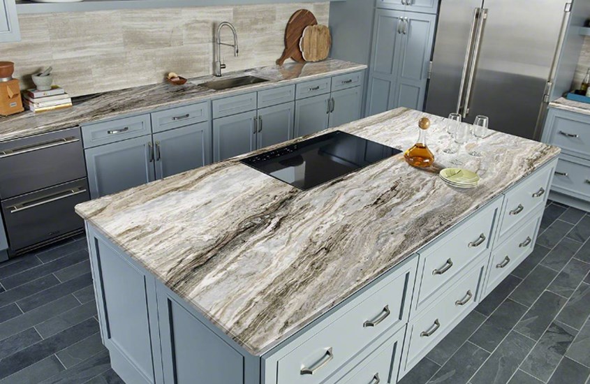 Indian Fantasy Brown Marble Kitchen Vanity Tops-4