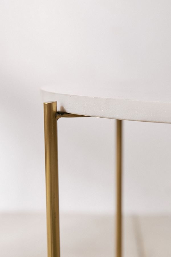 Marble Surface Side Table Brass Legs-4