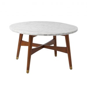 Marble Tabletop Coffee Table Wood Legs-4