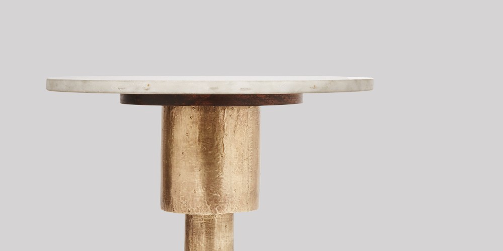 Small Marble Side Table In Brass Base-1