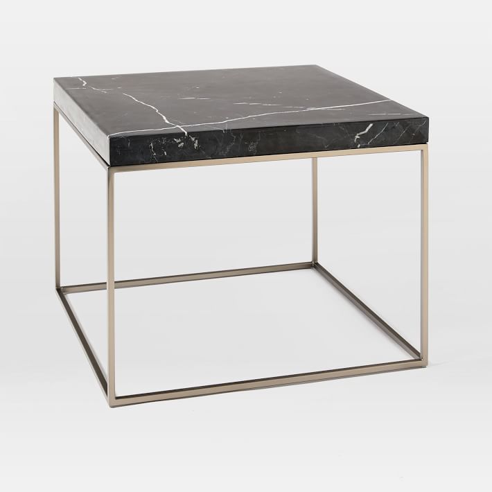 Square Black Marquina Marble Side Table-6